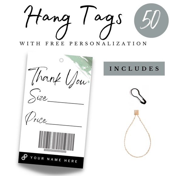 50 Custom Hang Tags - Seller Supplies - Poshmark Packaging - 2 x 3.5 in - Picture 1 of 8